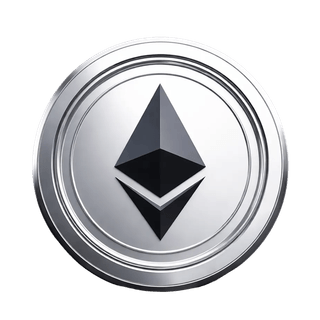 Elemento gráfico que flota con la moneda Ethereum (ETH)