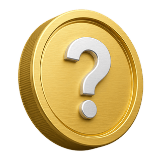 Moneda decorativa de oro en 3D con un signo de pregunta en la página de preguntas frecuentes